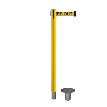 MONTOUR LINE Stanchion Belt Barrier Removable Base Yellow Post 11ft.Dange..Belt MSX630R-YW-DANGEYB-110